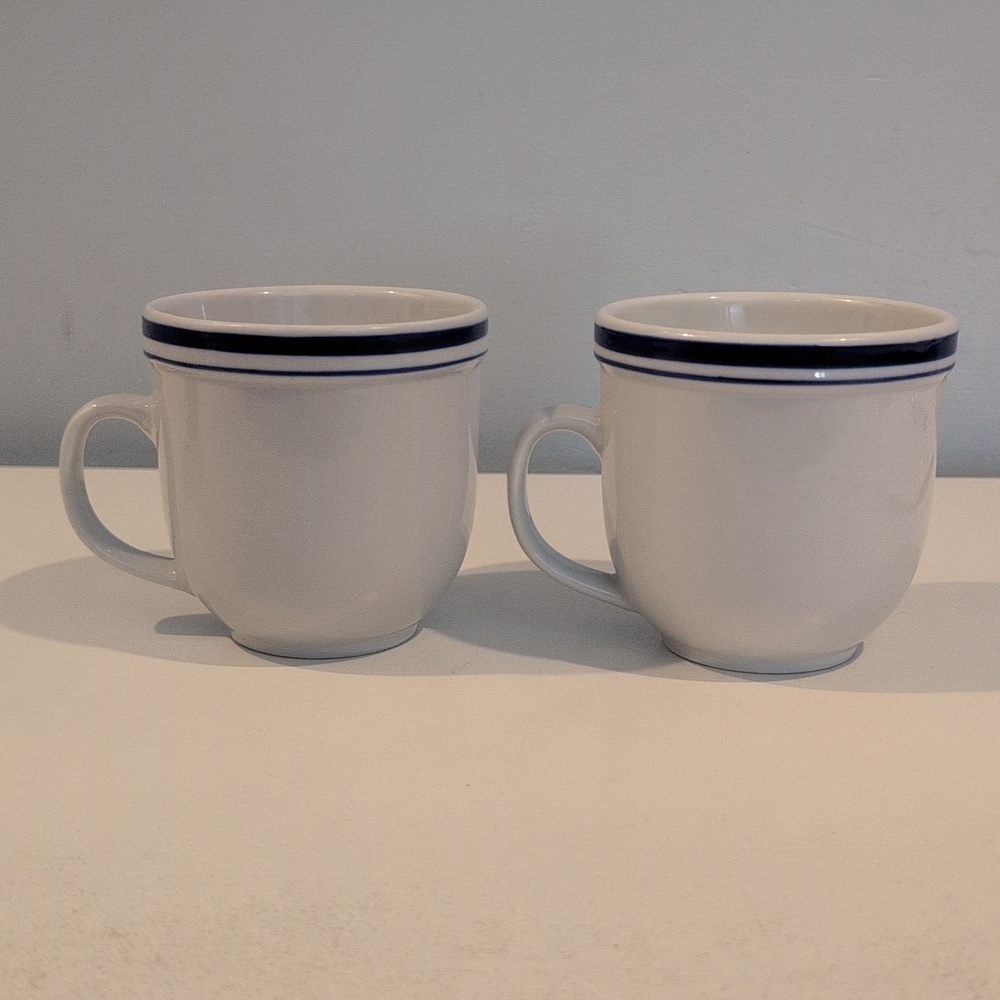 Pottery Barn Ceramic 12 Ounce Club Blue Coffee Mug Set. - Picture 3 of 16